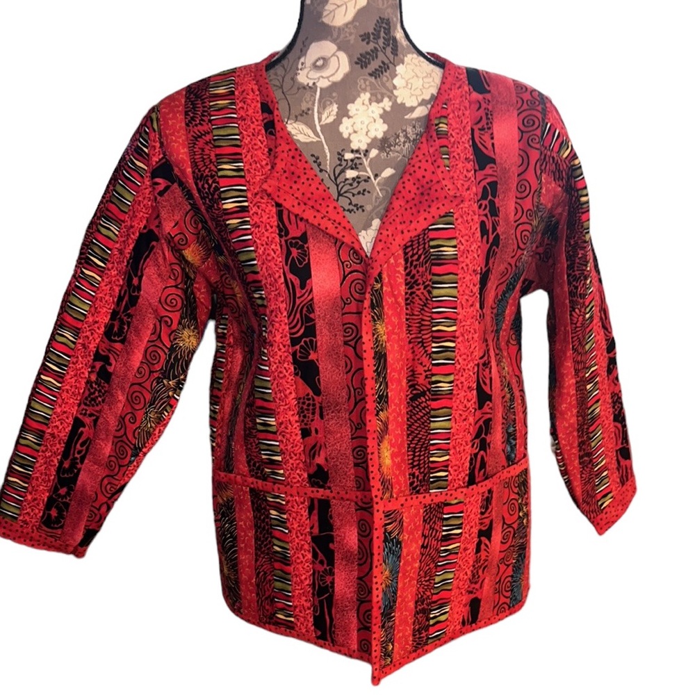 🛍️# NWOT 🎉1 OF A KIND🎉Homemade Quilt Open Cardigan Jacket